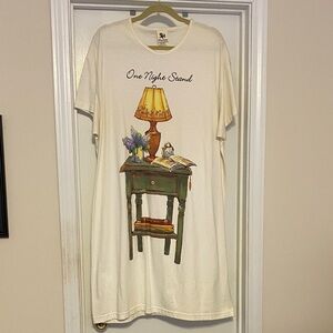 Hatley Cream Nightshirt with Green Nightstand & Yellow Lamp Graphic one fits all
